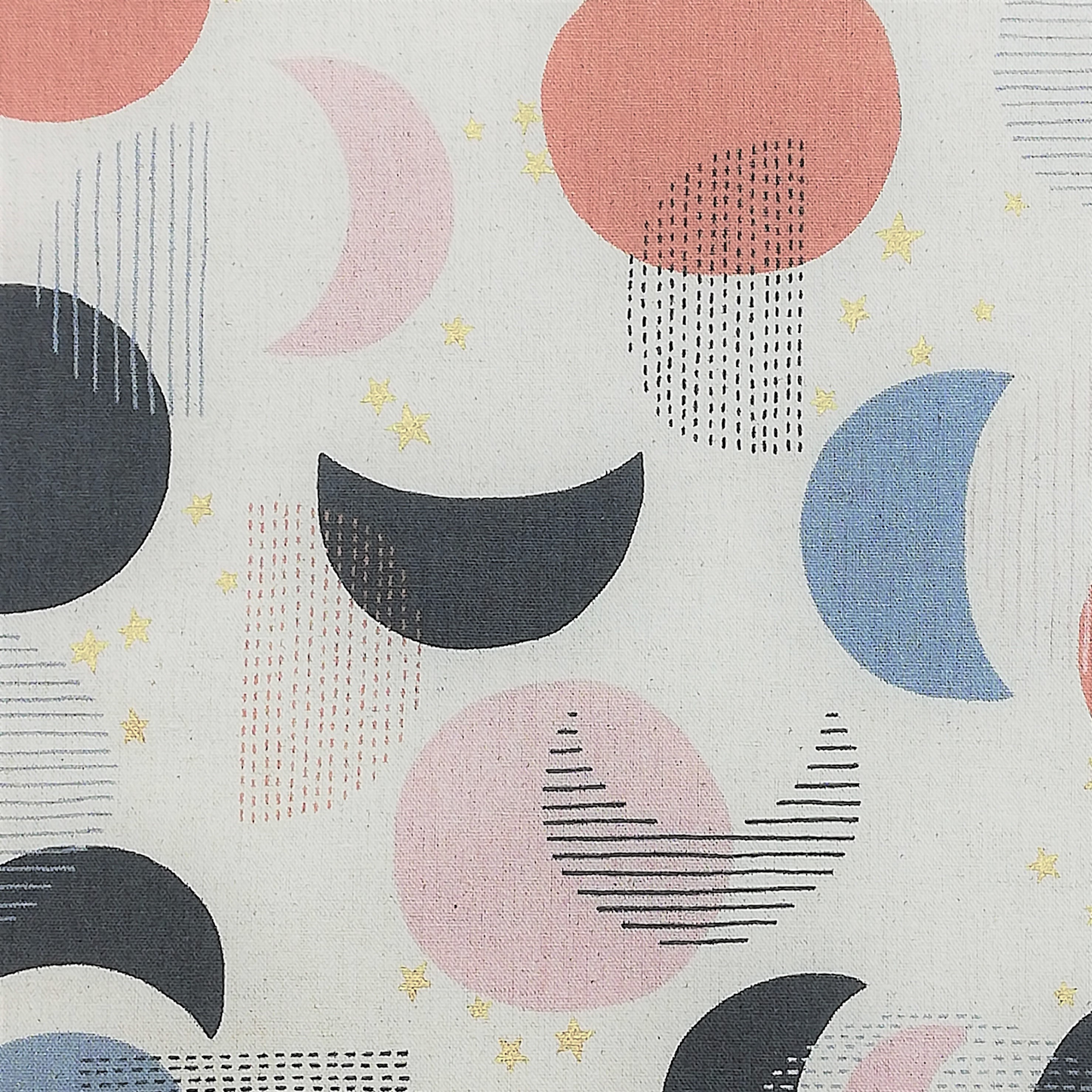 Cotton Canvas Fabric with Moons and Stars on Natural from Trefle for Kokka YKA-79080