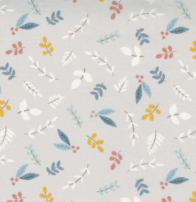 Quilting Fabric - Foliage Sprigs from Little Ducklings by Paper and Cloth for Moda 25102 14 Warm Grey