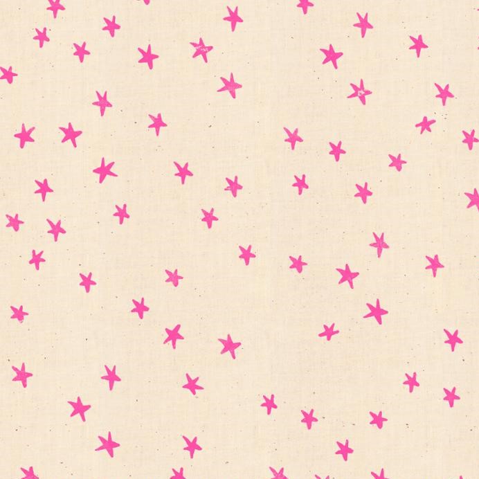 Quilting Fabric - Neon Pink Stars on Natural from Starry by Alexia Abegg for Ruby Star Society RS4006 11
