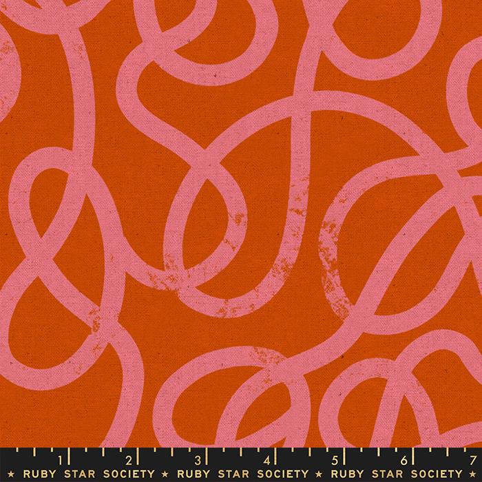 Cotton Linen Canvas - Squiggles on Tomato Red from Tomatp Tomahto by Kimberly Kight for Ruby Star Society RS3036 17L