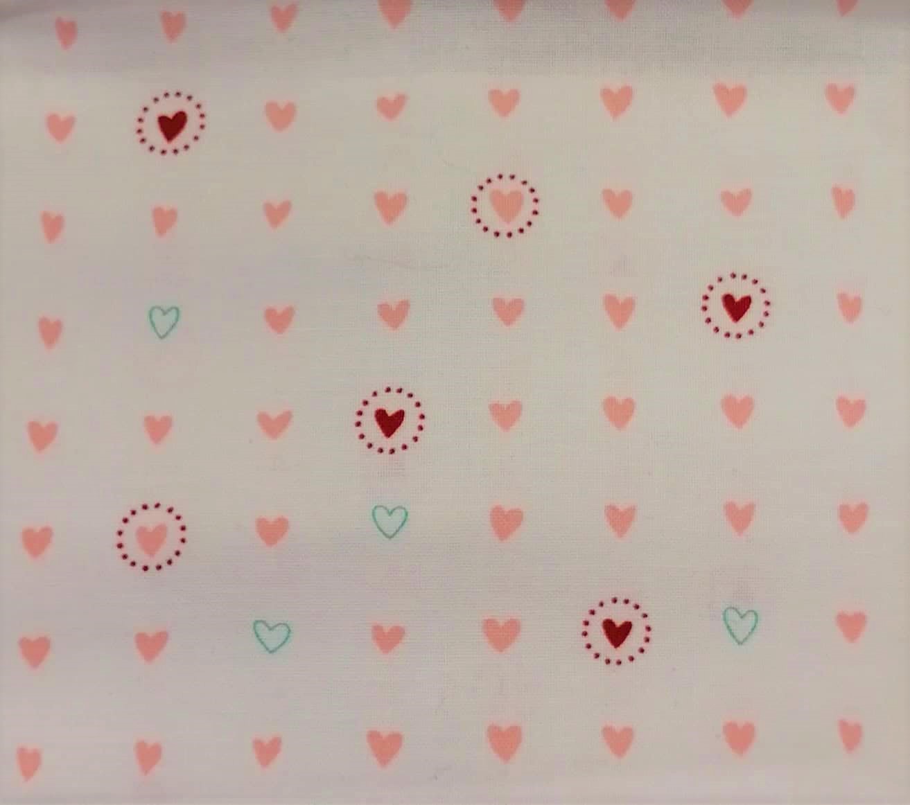Quilting Fabrics - Small Pink Hearts on White from Lil Red by Stacy Iest Hsu for Moda 2050621