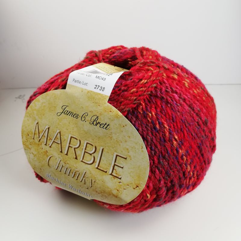 Yarn - Marble Chunky in Red Mix by James C Brett in Colour MC43