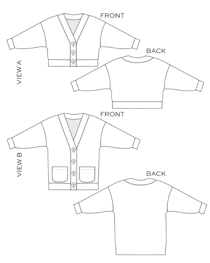 True Bias - Marlo Cardigan Sewing Pattern Sizes 14 to 30 - Quilt Yarn ...