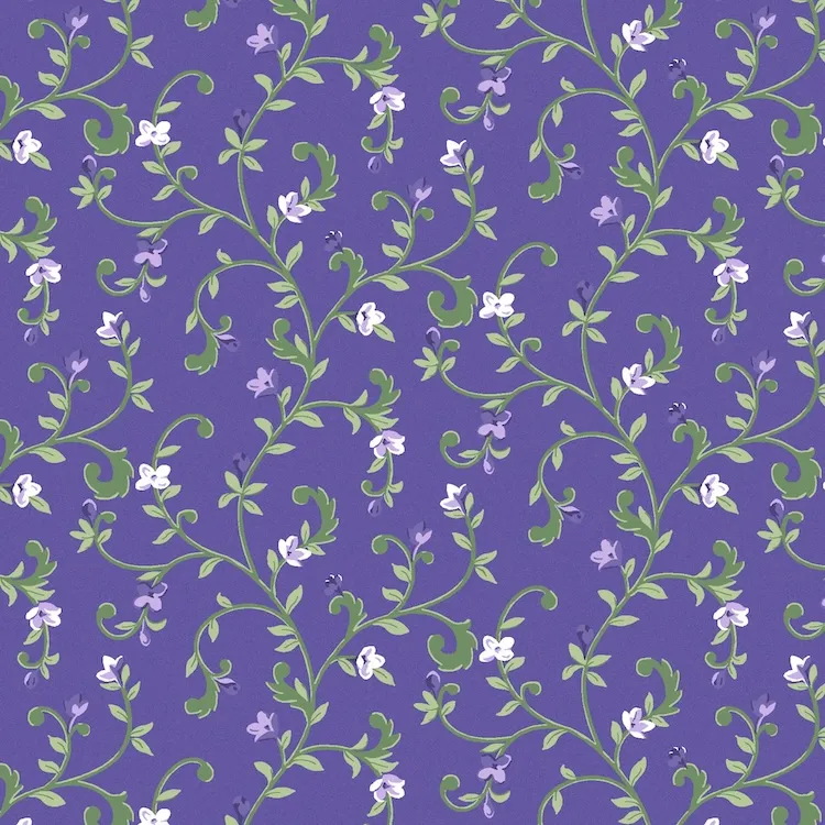 Quilting Fabric - Floral Vines on Purple from Lilac Lane by Maywood Studios MAS10954-V