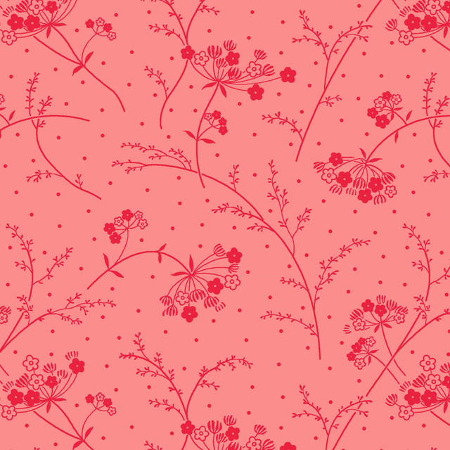 Quilt Backing Fabric 108" Wide - Branches and Dots on Pink from Kimberbell Basics for Maywood Studios MASQB205-P