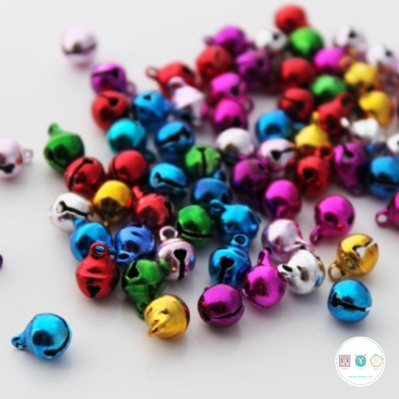 Multi Colour Jingle Bells - Dolls Accessories - Xmas Bells - Crafts