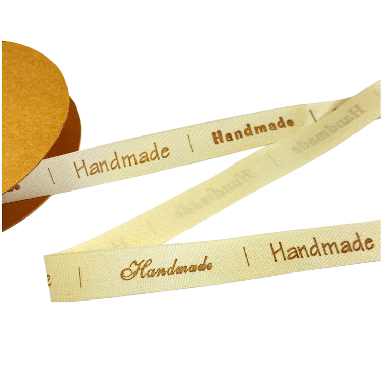15mm Cotton Tape with Handmade Labels on Natural