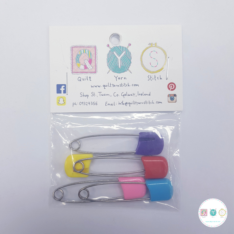 Nappy Pins - 5 Pack - Assorted Colours - Haberdashery
