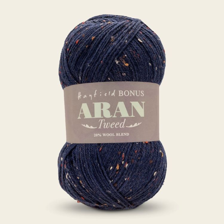 Yarn - Hayfield Bonus Aran Tweed in Navy 636