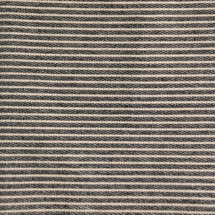  Cotton Blend Denim Fabric with Beige Stripes on Navy by Atelier Jupe