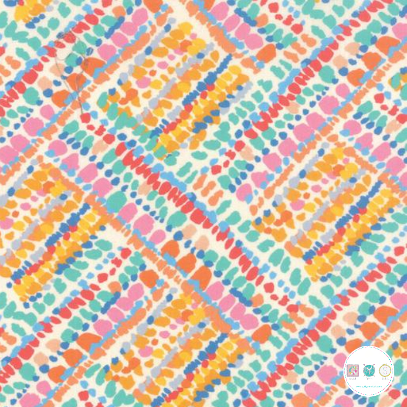 Quilting Fabric - Colourful Dashes on Cream from Botanica by Crystal Manning for Moda