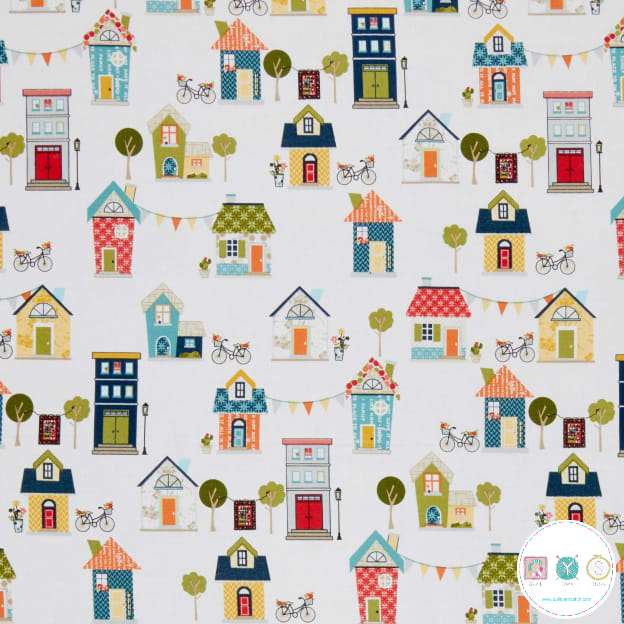 Quilting Fabric - Houses Fabric from Make Yourself At Home by Maywood Studios 9390 SWZ