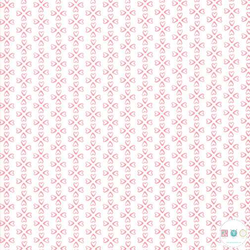 Quilting Fabric - Pink Heart On White from Mamas Cottage by April Rosenthal for Moda 24055 22