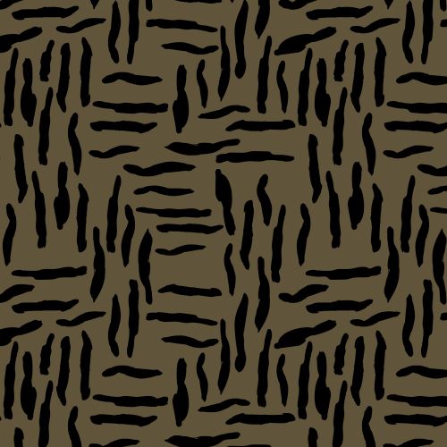 Oilskin / Oil Cloth Fabric - Dark Olive Green with a Zebraish Abstract Design