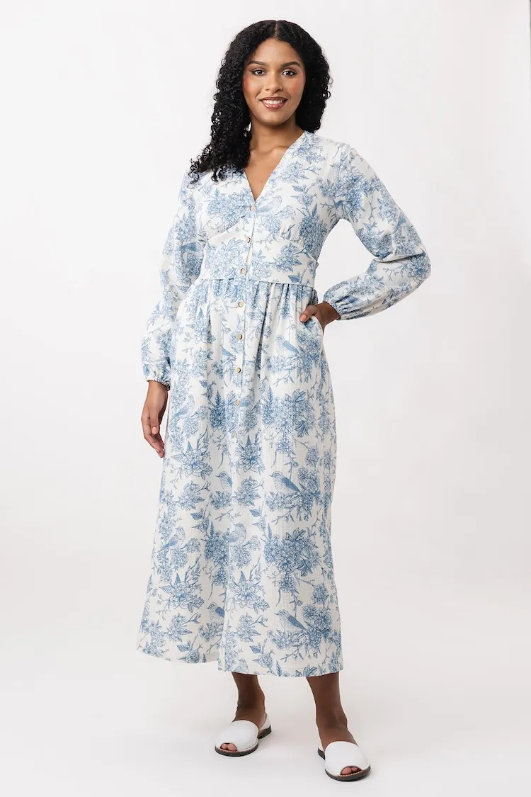 Named Patterns - Oodi Gathered Midi Dress Sewing Pattern