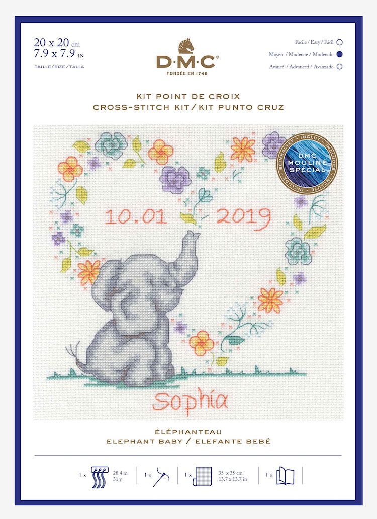 Cross Stitch Kit - New Baby Elephant by DMC