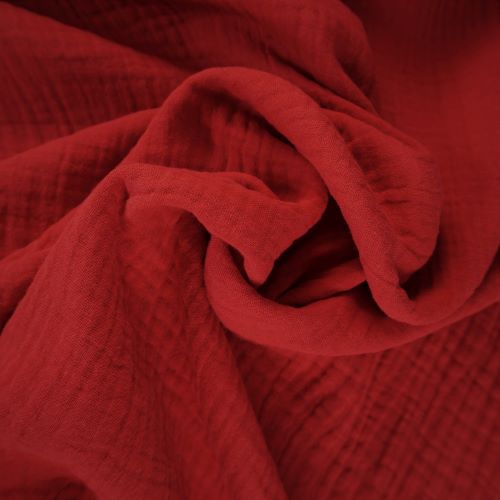 Organic Double Gauze Fabric in Rich Red