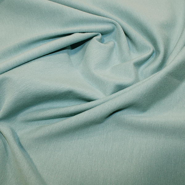 Organic Cotton Jersey Fabric in Duck Egg Blue 