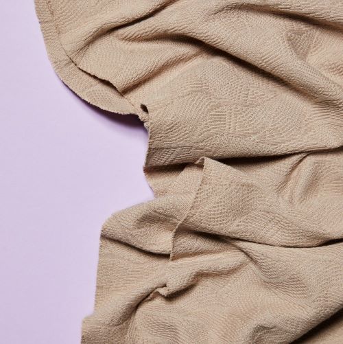 REMNANT - 0.70m - Organic Leaf Jacquard Knit Fabric in Dune by Mind the Maker