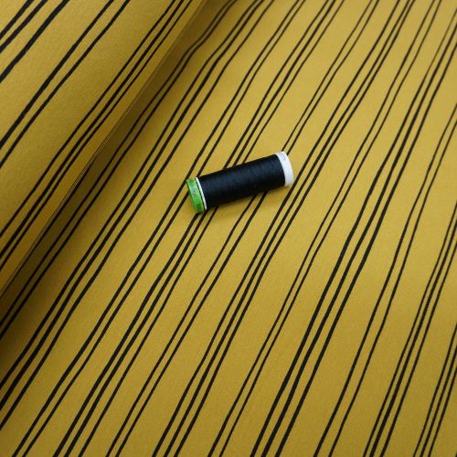 Organic Soft Sweat Jersey Fabric Ochre with Black Stripes