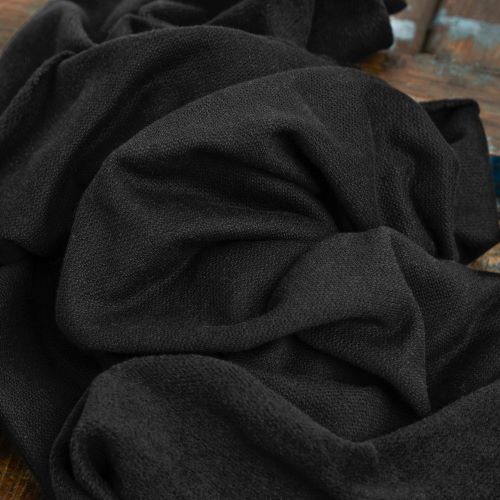 Organic Woolen Fleece Sweat Fabric in Black by Mind the Maker