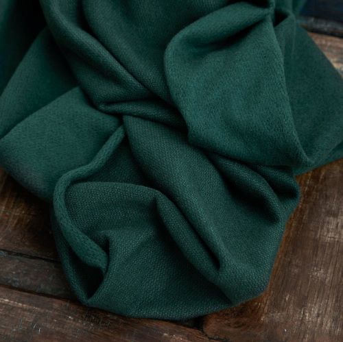 Organic Woolen Fleece Sweat Fabric in Bottle Green by Mind the Maker