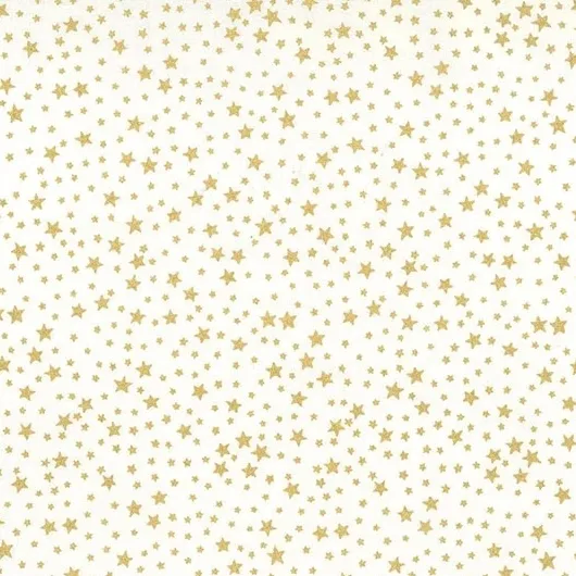 Cotton Poplin Fabric with Metallic Gold Stars on Cream