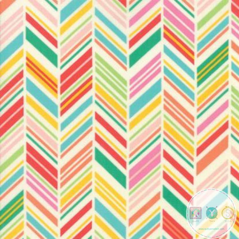 Quilting Fabric - Chevron Multi-Coloured from Painted Garden by Crystal Manning for Moda Fabrics 1181311