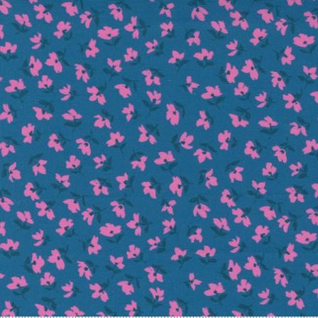 Quilting Fabric - Pink Floral on Horizon Blue from Paisley Rose by Crystal Manning for Moda 11885 14