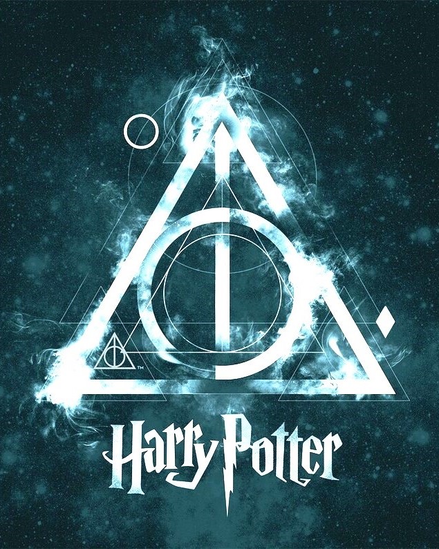 Quilting Fabric Panel - Harry Potter Deathly Hallows in Teal from Camelot Fabrics