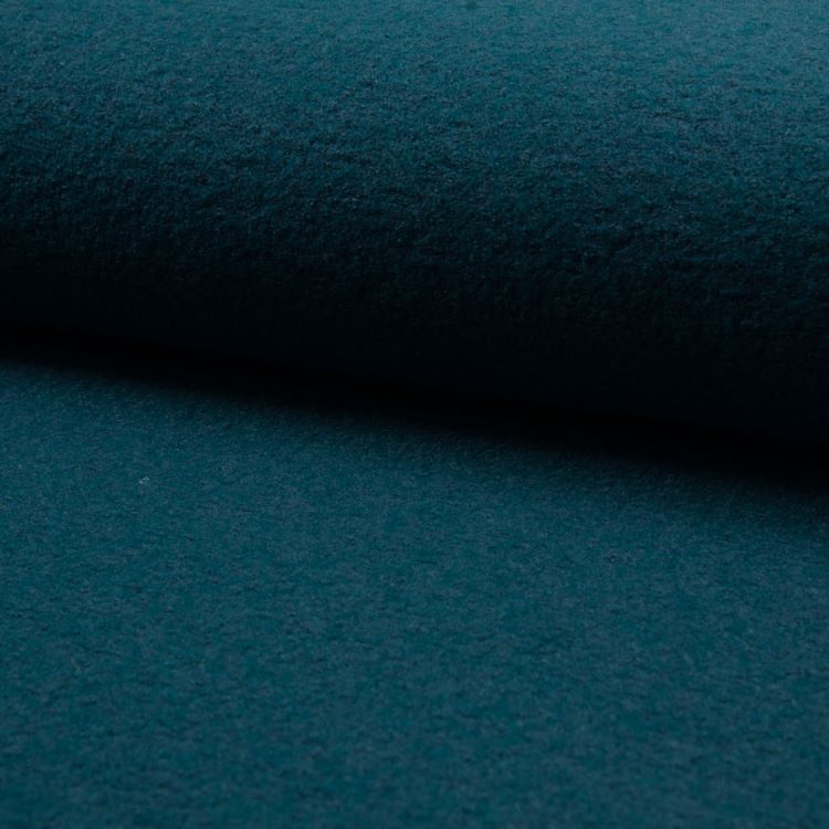 Boiled Wool Viscose Mix Fabric in Petrol Blue