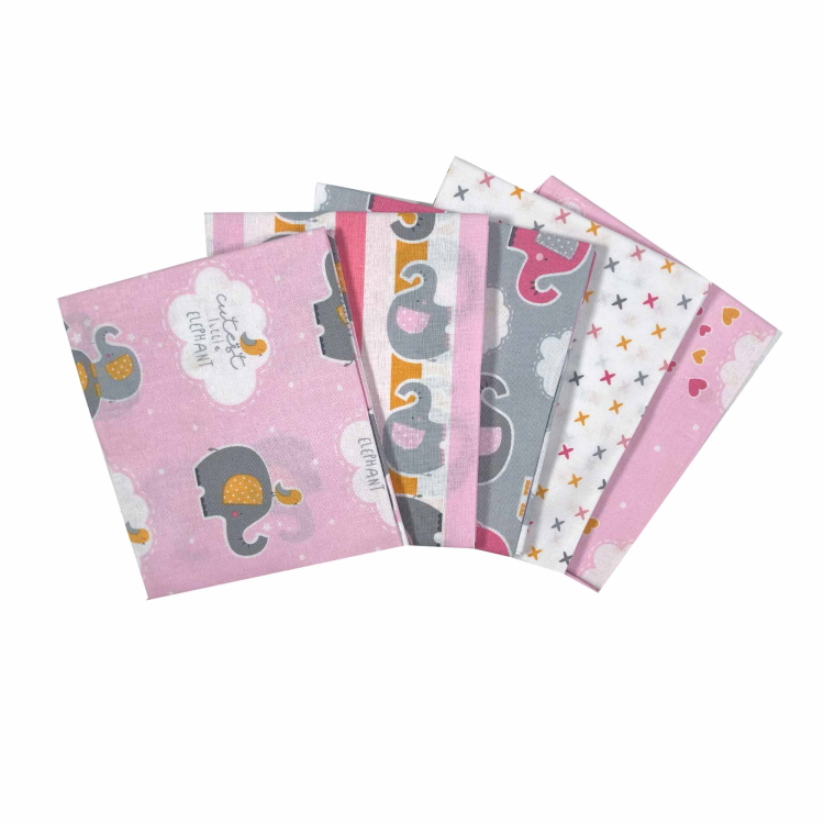 Quilting Fabric - Fat Quarter Bundle - Cutest Elephant in Pink by The Craft Cotton Company