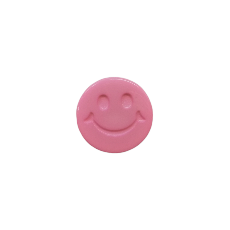 Buttons - 15mm Plastic Smiley Face in Baby Pink