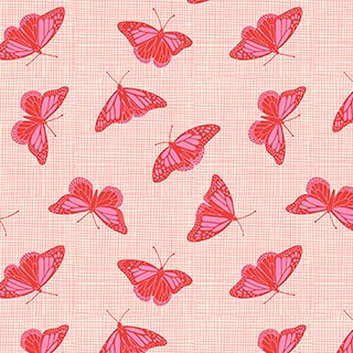 Quilting Fabric - Butterflies in Pink from Glasshouse by Emily Taylor for Figo Fabrics