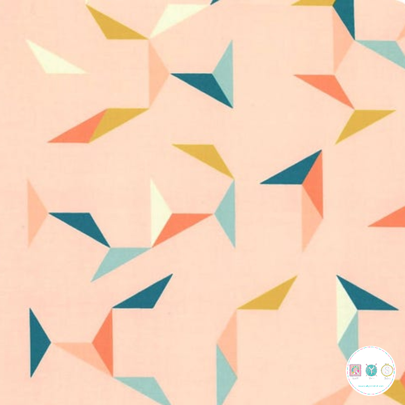Quilting Fabric with Geometric Triangles on Pink from Guess Who's Back by Rashida Coleman Hale for Ruby Star Society