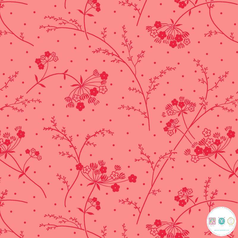Quilting Fabric with Floral Sprigs on Pink from Make Yourself at Home by Kim Christopherson of Kimberbell Designs for Maywood Studio