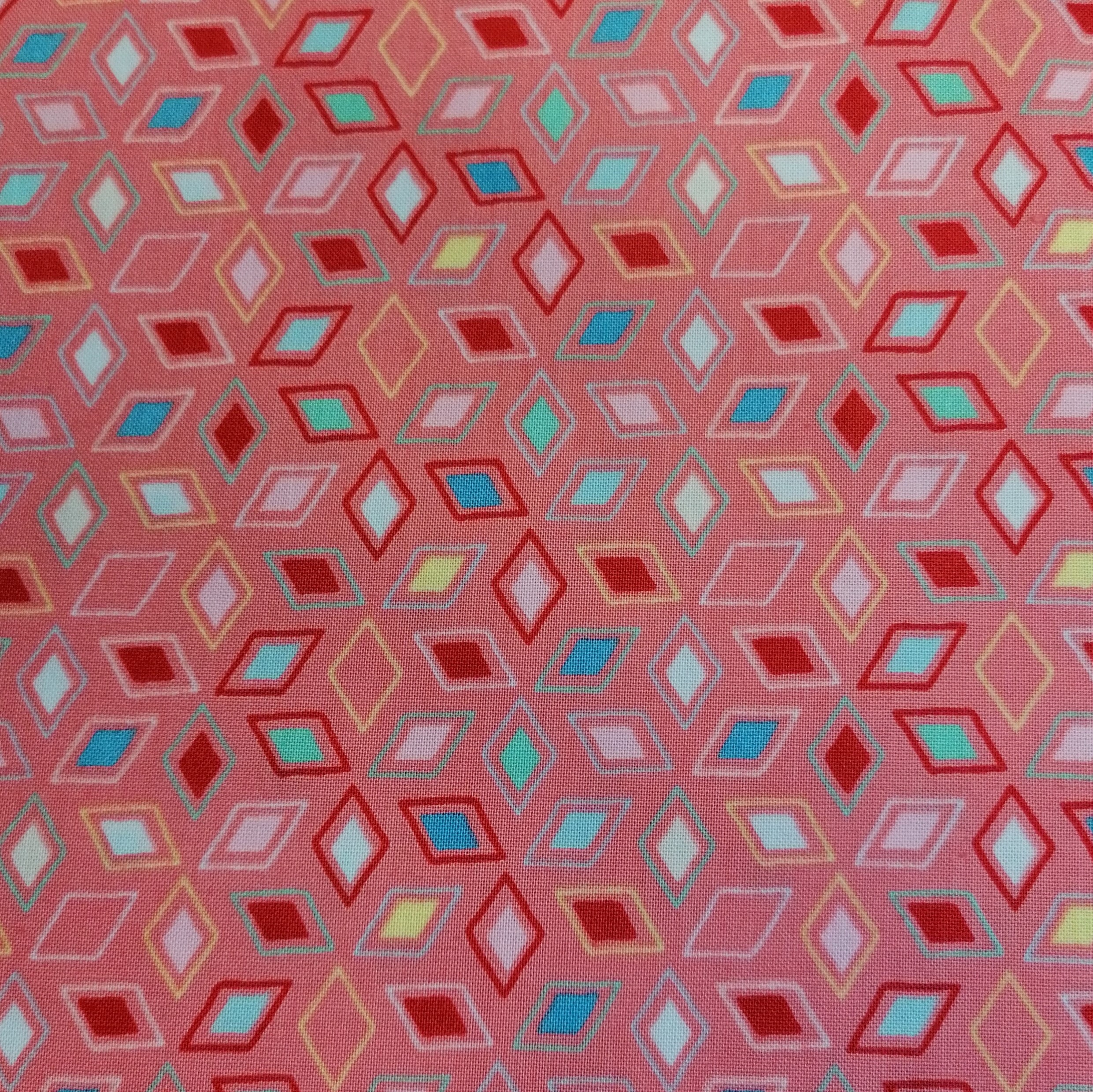 Quilting Fabric with Diamonds on Pink from Gypsy Soul by Basic Grey for Moda