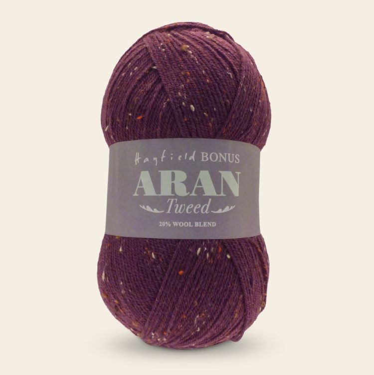 Yarn - Hayfield Bonus Aran Tweed in Plum 663