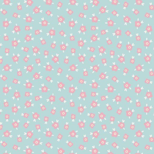 Cotton Poplin Fabric in Light Blue with Flowers