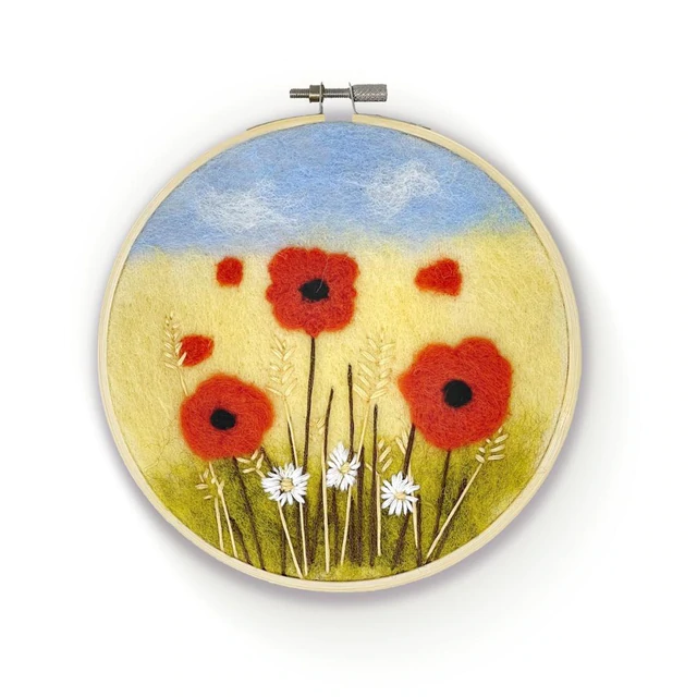 Needle Felting Kit - Poppies In A Hoop by The Crafty Kit Co.