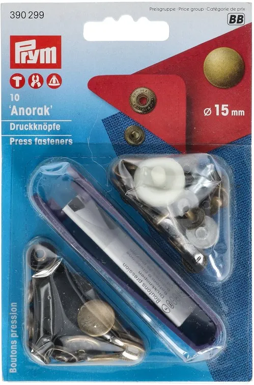 Anorak Snap Fasteners - 15mm in Old Brass by Prym 390 299