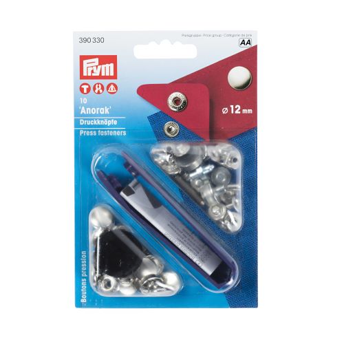 Anorak Snap Fasteners - 12mm in Silver by Prym 390 330