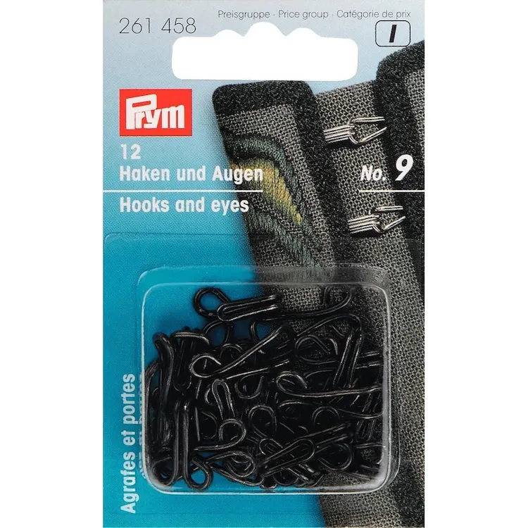 Hooks and Eyes - Size 9 in Black by Prym 261 458