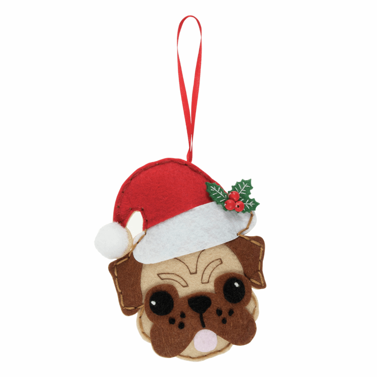 Gift Idea - Make Your Own Festive Pug Felt Decoration