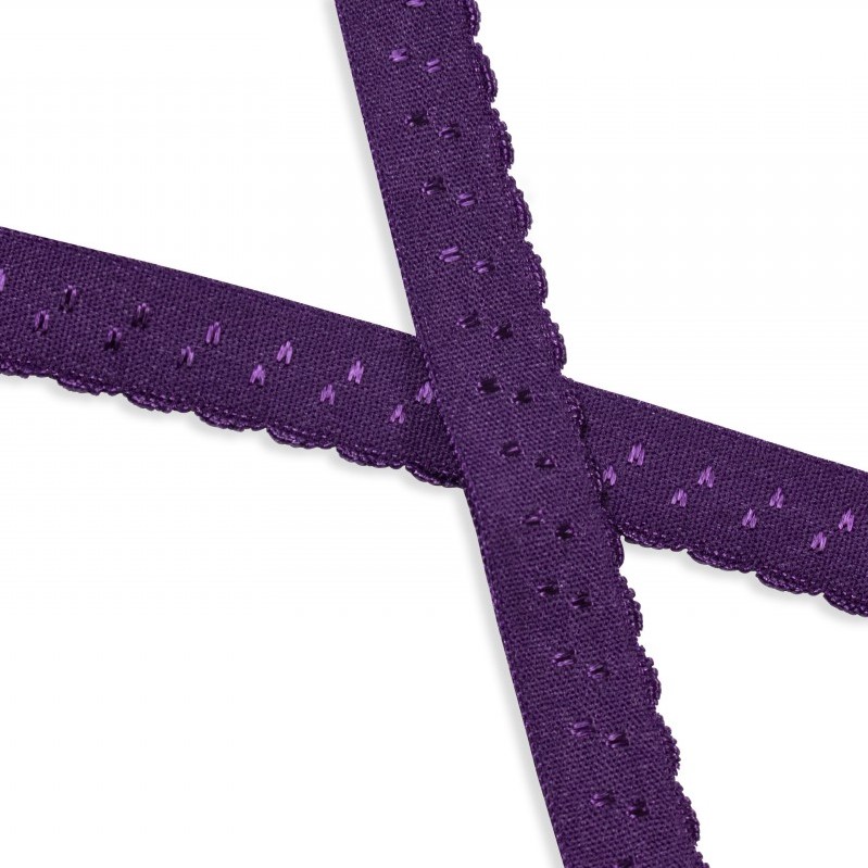 Fold Over Bias Picot Elastic in Purple