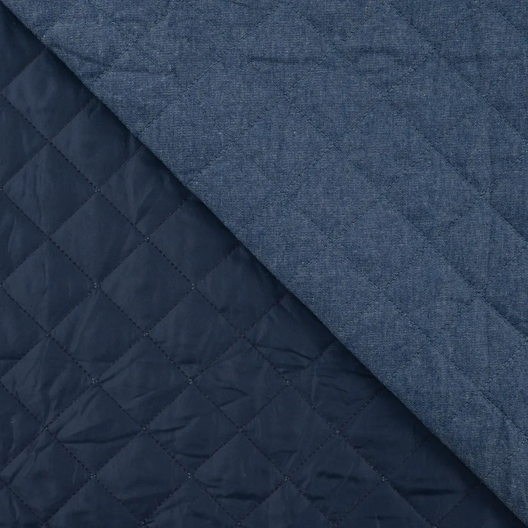 Quilted Chambray Fabric in Denim Blue
