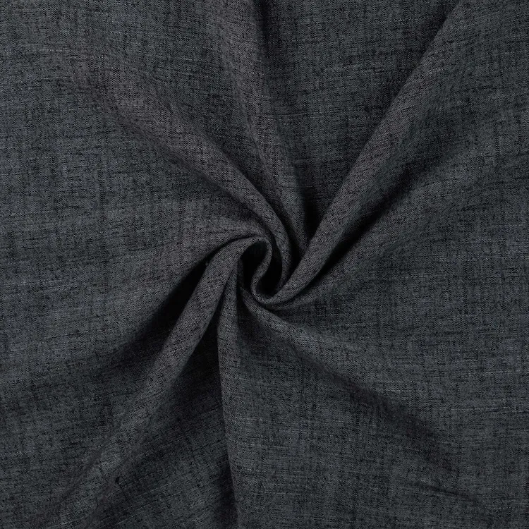 Linen Viscose Blend Fabric in Melange Black