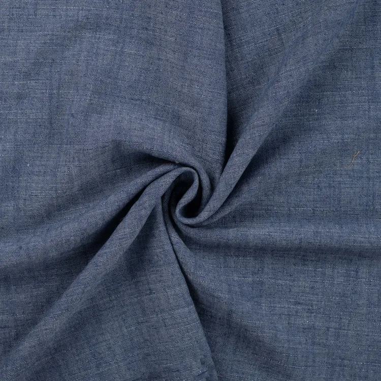 Linen Viscose Blend Fabric in Melange Blue