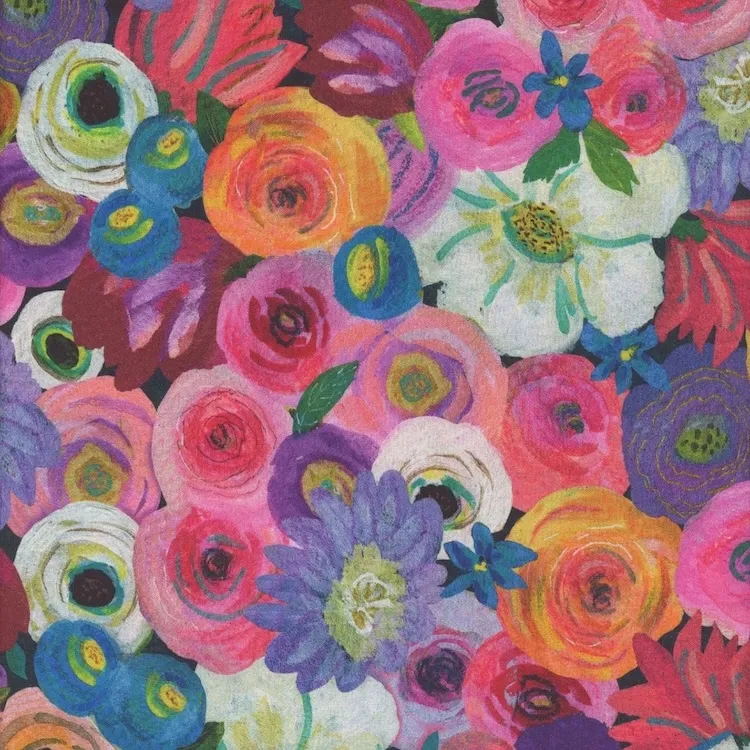 Quilt Backing Fabric 108" Wide - Packed Colourful Floral from Blooming Bouquet by Suzanne Allard for Quilting Treasures 31242 X