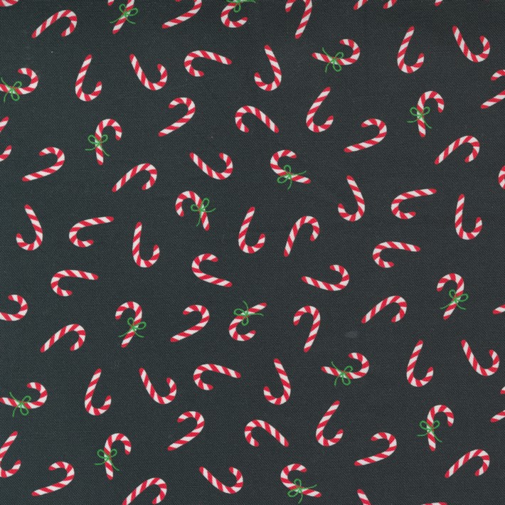 Quilting Fabric - Candy Canes On Black from Holiday Essentials by Stacy Iest Hsu for Moda 20743 18
